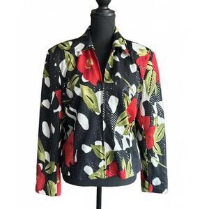 Mesmerize Jacket Size Medium Black Floral Zip Up Fairycore